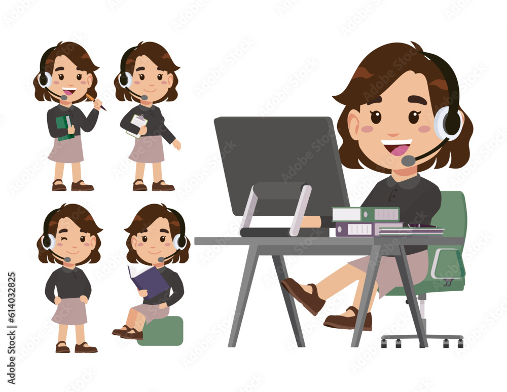 Call center and customer service character Call center and customer service character
