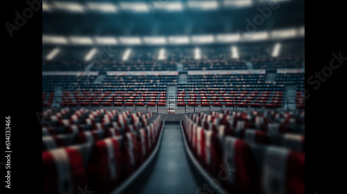 Generative AI Empty seats grandstand in the football stadium background.