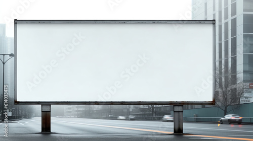 Generative AI Billboard, banner, empty, white at a bus stop
