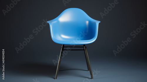 Generative AI Blue color chair, modern designer chair isolated on white background. Plastic chair cut out. Series of furniture