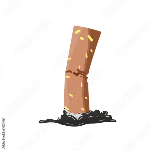 Isolated illustration of tobacco cigarette butts extinguished with ashes, cigarette butts extinguished with ashes for no smoking area sign template