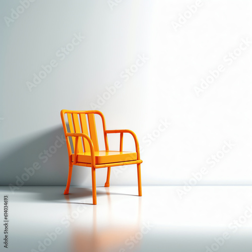 Generative AI Yellow color armchair and small chair for legs. Modern designer armchair on white background. Textile armchair and chair. Series of furniture