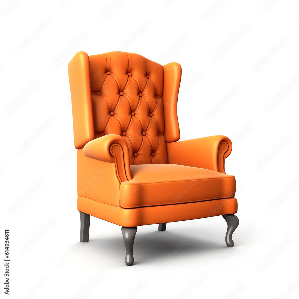 Generative AI 3d realistic soft chair with shadow isolated on white background. Vector illustration Generative AI 3d realistic soft chair with shadow isolated on white background. Vector illustration