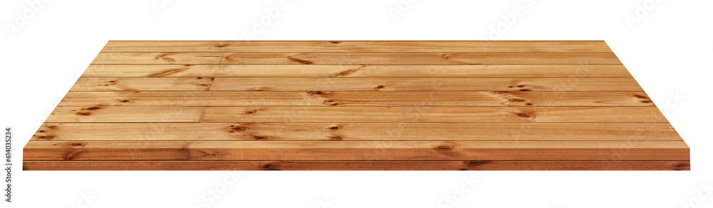 Empty top of wooden table or counter isolated on transparent background. For product display or design