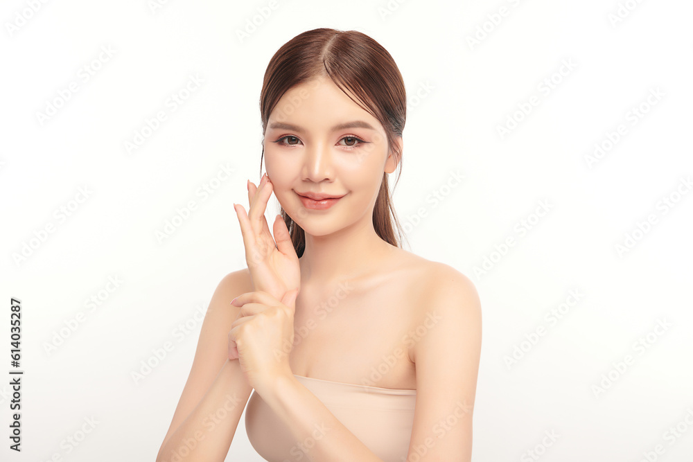 Beautiful young asian woman with clean fresh skin on white background, Face care, Facial treatment, Cosmetology, beauty and spa, Asian women portrait. Beautiful young asian woman with clean fresh skin on white background, Face care, Facial treatment, Cosmetology, beauty and spa, Asian women portrait.