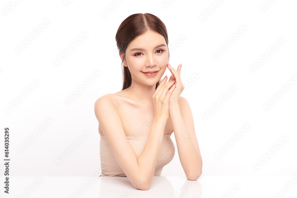Beautiful young asian woman with clean fresh skin on white background, Face care, Facial treatment, Cosmetology, beauty and spa, Asian women portrait. Beautiful young asian woman with clean fresh skin on white background, Face care, Facial treatment, Cosmetology, beauty and spa, Asian women portrait.