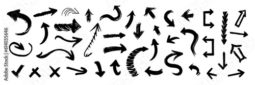 Set of different types arrow marks  pack of doodle pointer marks handcraft illustration