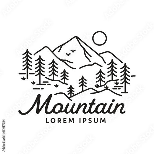 outdoor mountain logo monoline vector design