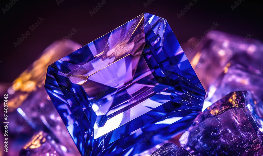 close up of Tanzanite mineral, Gemstones from Africa