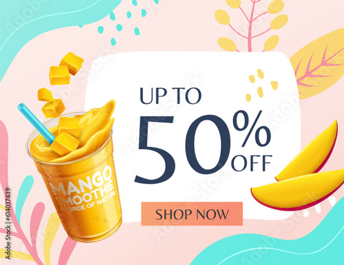 Mango smoothie sale poster template