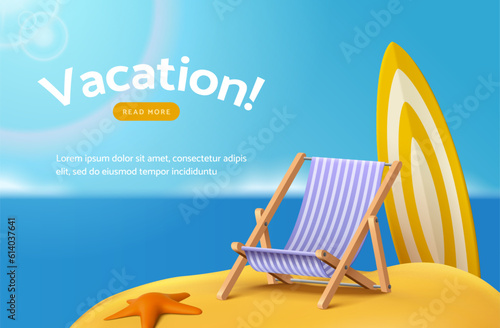 Beach vacation banner template