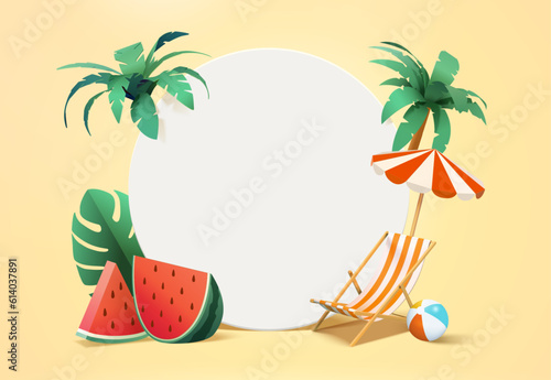 Paper art beach copy space backdrop