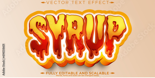 Syrup text effect, editable waffle and breakfast text style