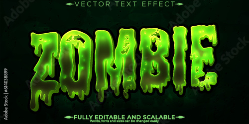 Zombie editable text effect, halloween and scary text style