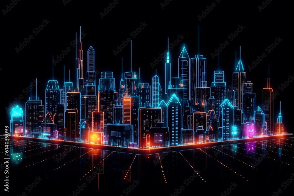 Developing a digital network for smart homes and cities. smart citi and network communication concepts. Generative AI