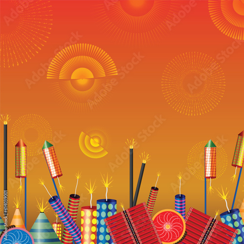 set of diwali crackers vector illustration.