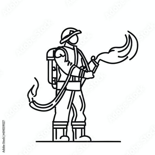 Wallpaper Mural Full-body illustration of a firefighter with complete equipment, depicted in a no background style.For canva,prohject element, and instagram content Torontodigital.ca