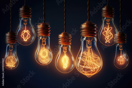 Yellow lightbulb with glowing for creative thinking idea concept