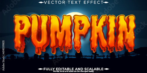 Pumpkin editable text effect, halloween and scary text style