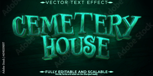 Cemetery house text effect, editable halloween and horror text style