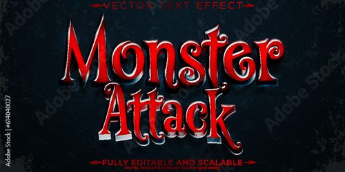 Monster text effect, editable horror and scary text style