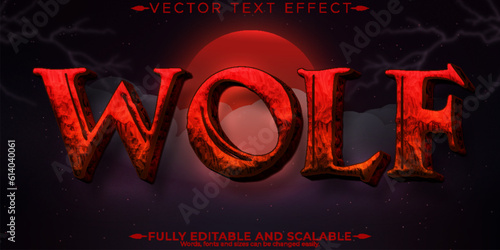 Wolf text effect, editable horror and blood text style