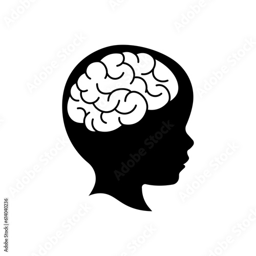 Child head with brain silhouette