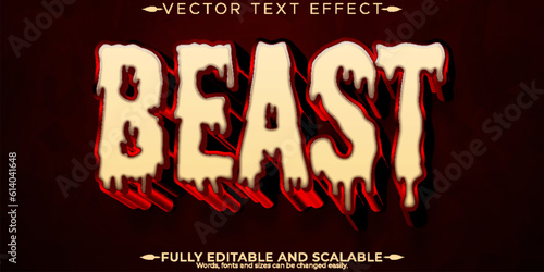 Retro horror text effect, editable beast and monster text style