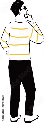 考え事をする後ろ向きの全身男性ベクター/Backward looking full body male thinking