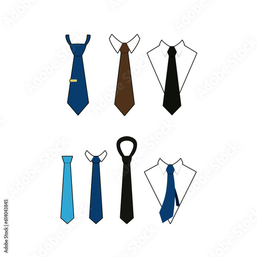 vector illustration collection of office necktie tie with collar for graphic decoration element