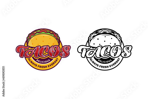 Tacos logo illustration design template