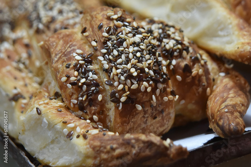 close up of a croissant