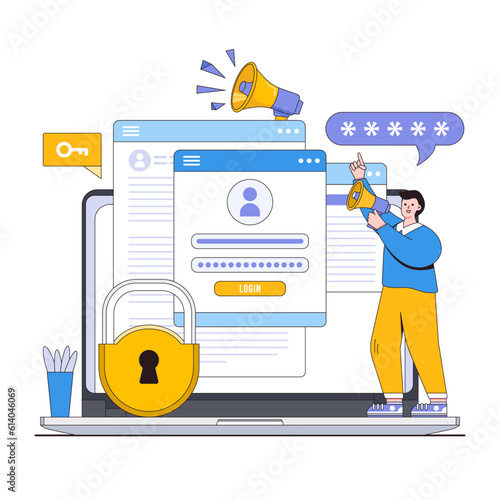 Cybersecurity awareness campaign vector illustration concept with characters. Awareness posters, educational materials, cybersecurity events. Modern flat style for landing page, infographics