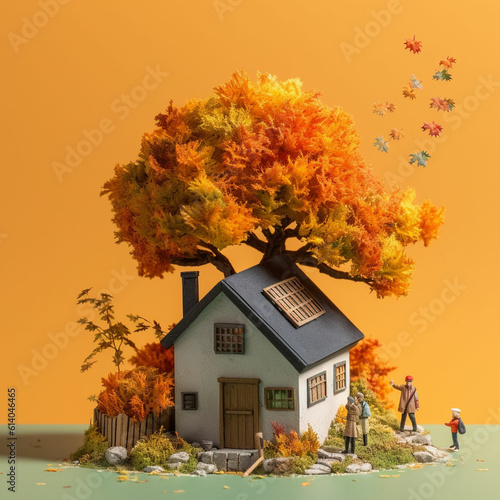 house in autumn forest