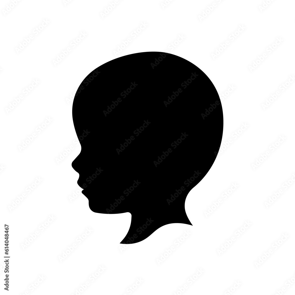 Child head silhouette vector isolated on white background.