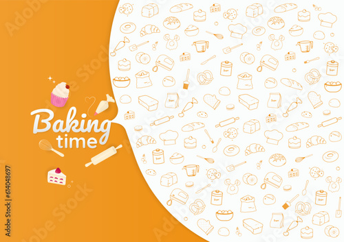 Bakery and baking icon with text on orange background