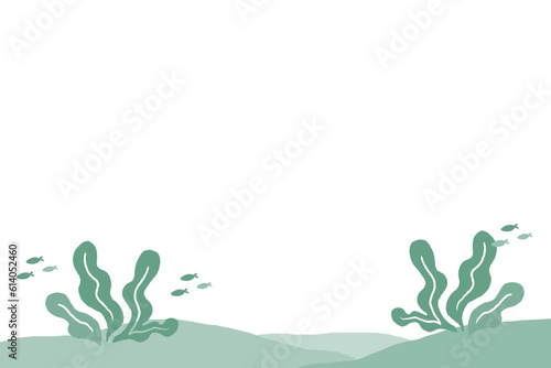 水中の魚と海藻の背景イラスト