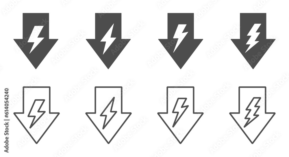 Energy reduction vector flat graphic icons Energy reduction vector flat graphic icons