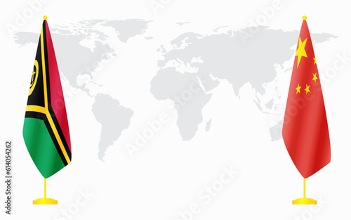 China and Vanuatu flags for official meeting