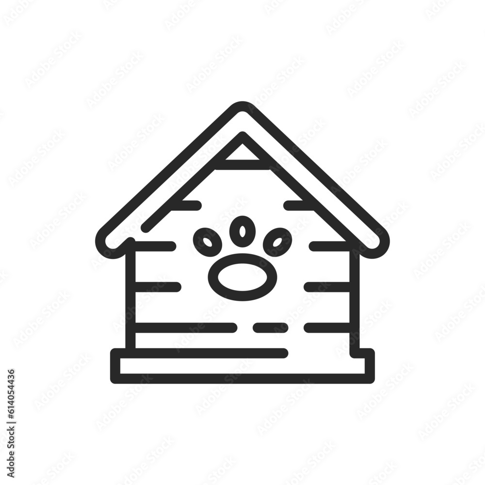 Pet House Icon. Vector Outline Editable Sign of Cozy Shelter for Domestic Animals, Ideal for Pet Care and Accessories Pet House Icon. Vector Outline Editable Sign of Cozy Shelter for Domestic Animals, Ideal for Pet Care and Accessories
