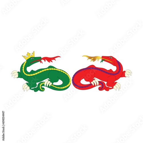 Chinese dragon icon in cartoon style isolated on white background. China symbol stock vector illustration.