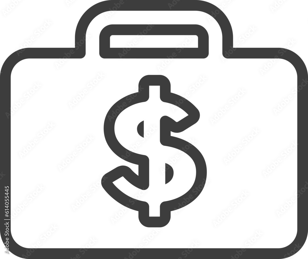 money luggage outline icon, monoline icons. money luggage outline icon, monoline icons.