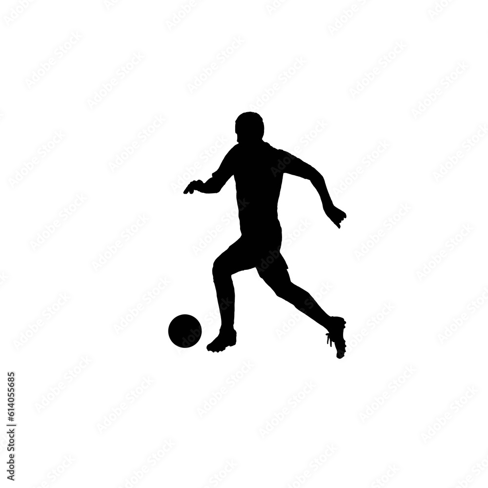 Soccer player silhouette. Black and white soccerplayer illustration.