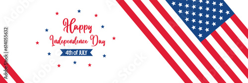 happy american independence day background, with flag decoration. vector design for banner, greeting card, brochure, web, social media.
