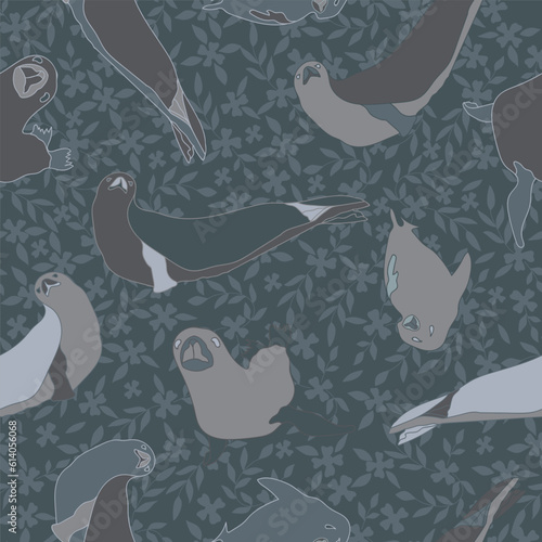 Crabeater seal seamless pattern