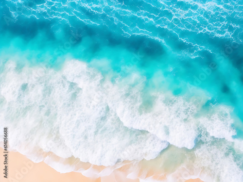 Waves on the beach as a background. Beautiful natural background at the summer time  created with generative ai technology