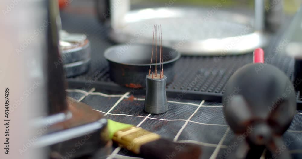 The equipment for brewing coffee looks like several needles arranged in a row.Equipment for making coffee.Drink coffee for health. The equipment for brewing coffee looks like several needles arranged in a row.Equipment for making coffee.Drink coffee for health.