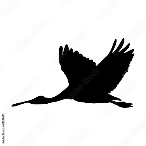 Flying Roseate Spoonbills Silhouette. Good To Use For Element Print Book, Animal Book and Animal Content