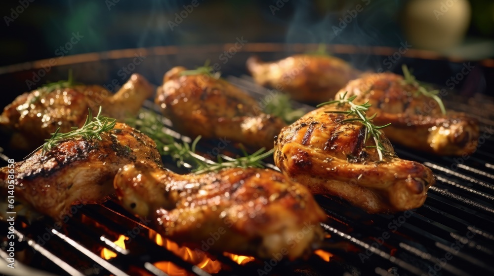 Grilled chicken with wonderful herbs. Generative AI