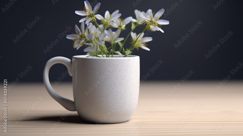 flower vase in a cup. Generative AI